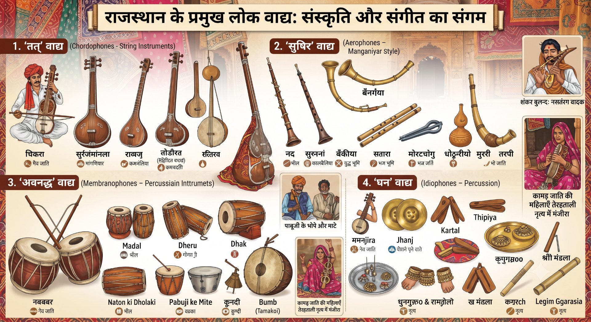 राजस्थान के लोक वाद्य यंत्र: प्रकार, नाम, विशेषताएँ और इतिहास | Rajasthan Folk Instruments Part-3 - NotesMind