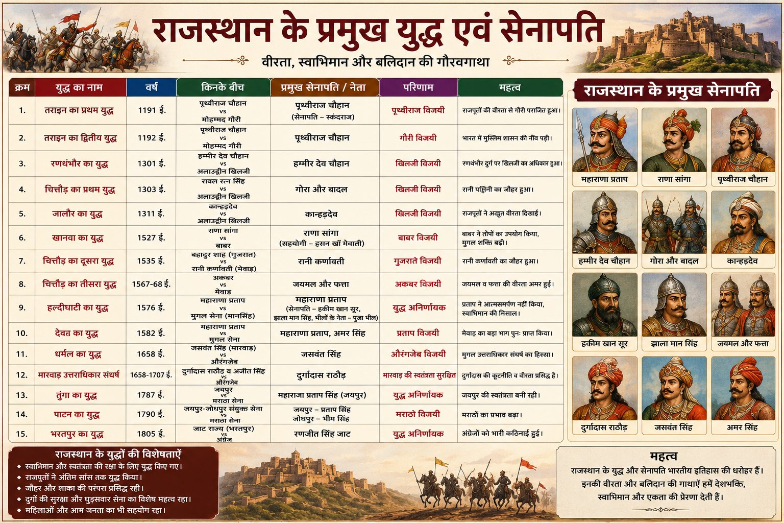राजस्थान के प्रमुख युद्ध