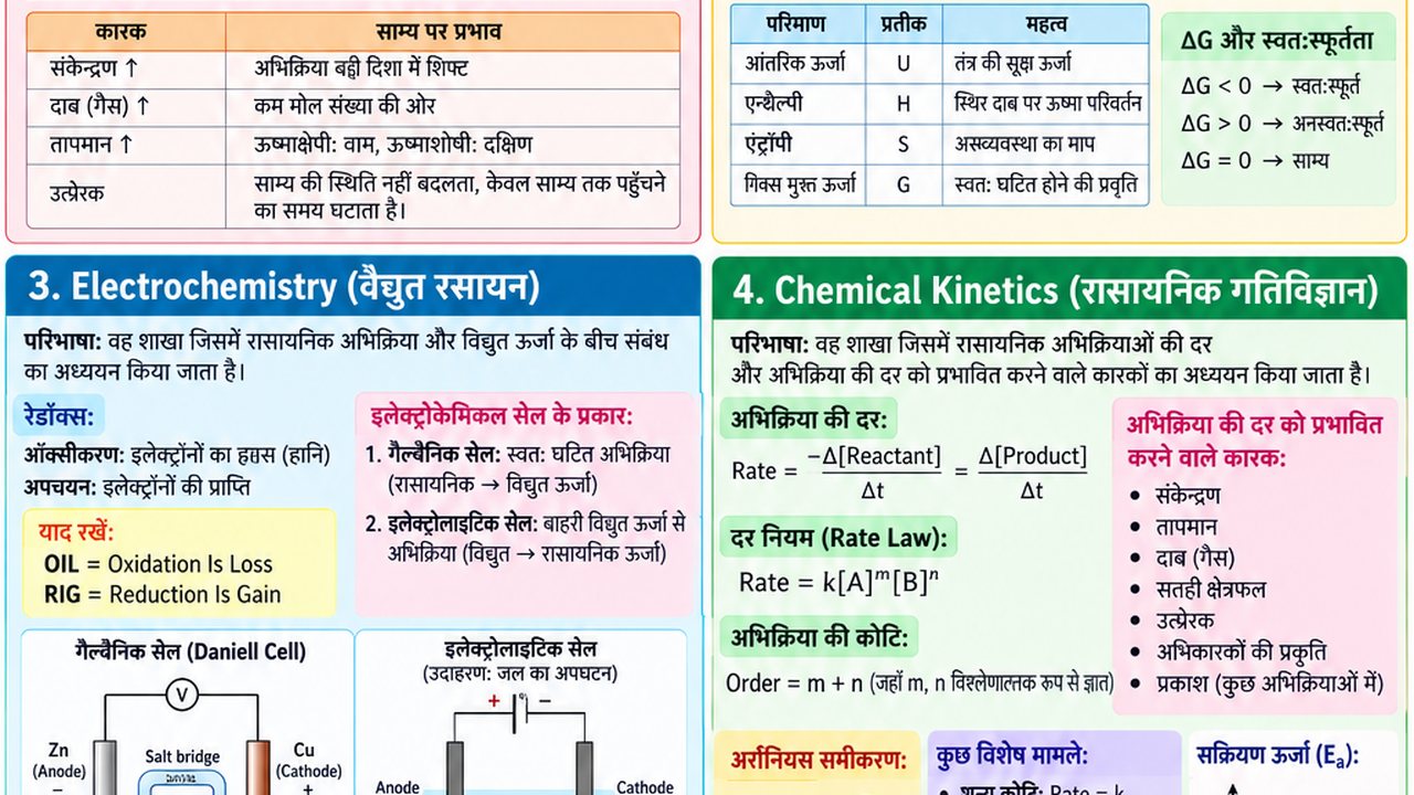 रासायनिक साम्य, ऊष्मागतिकी, Electrochemistry एवं Chemical Kinetics | Chemistry Notes - Rajasthan GK and Computer Notes for Patwari & LDC Exam - NotesMind