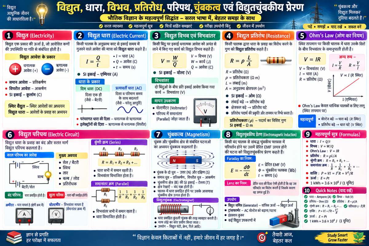 विद्युत, धारा, विभव, प्रतिरोध, Ohm's Law और चुंबकत्व