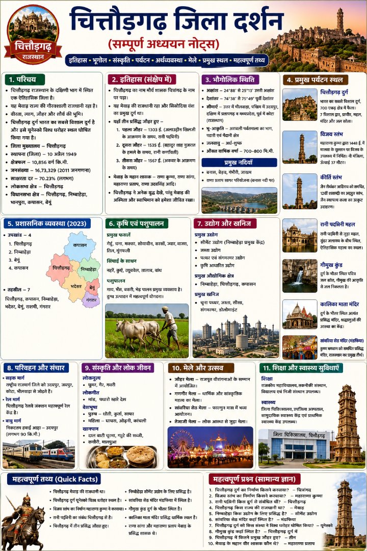 चित्तौड़गढ़ जिला दर्शन - Rajasthan GK and Computer Notes for Patwari & LDC Exam - NotesMind