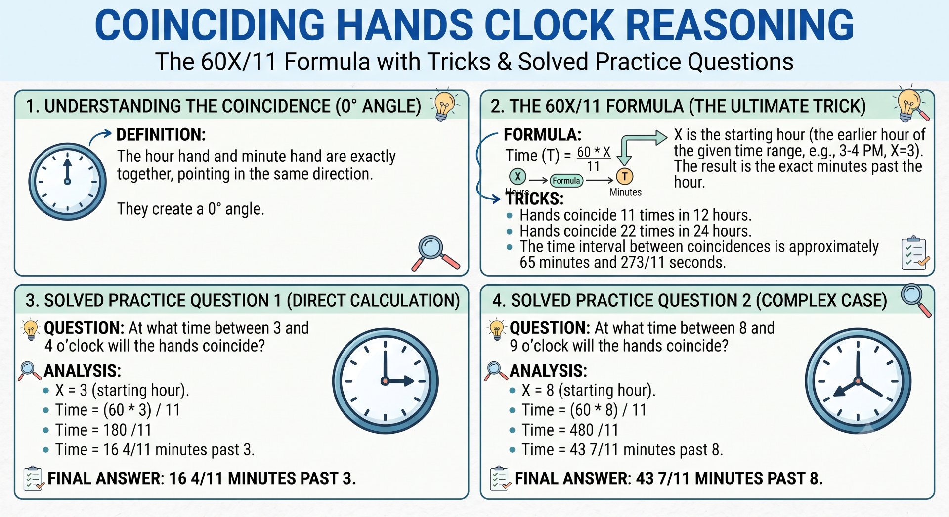 Coinciding Hands Clock Reasoning - Rajasthan GK and Computer Notes for Patwari & LDC Exam - NotesMind
