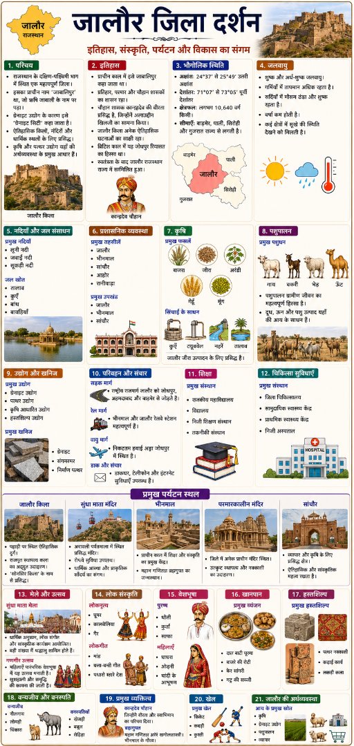 जालौर जिला दर्शन - Rajasthan GK and Computer Notes for Patwari & LDC Exam - NotesMind