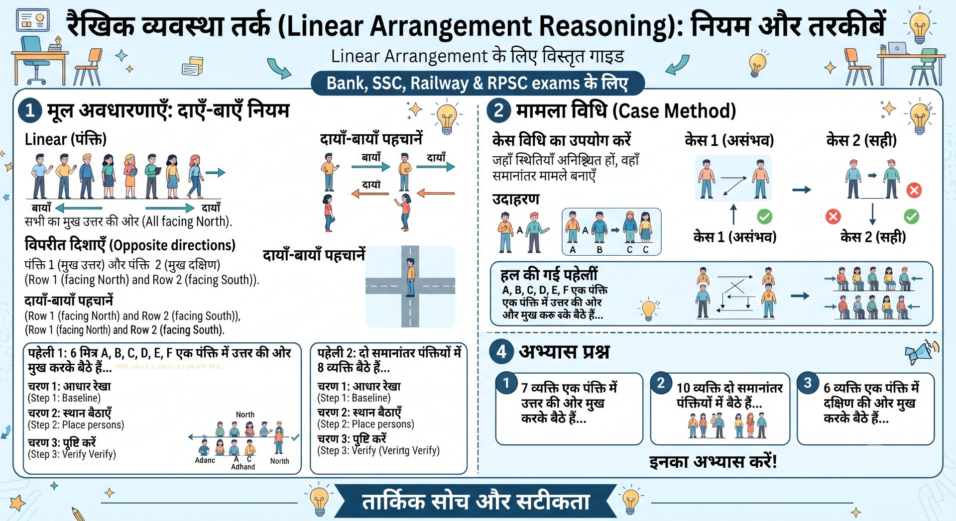 Linear Arrangement Reasoning: Tricks & Solved Examples