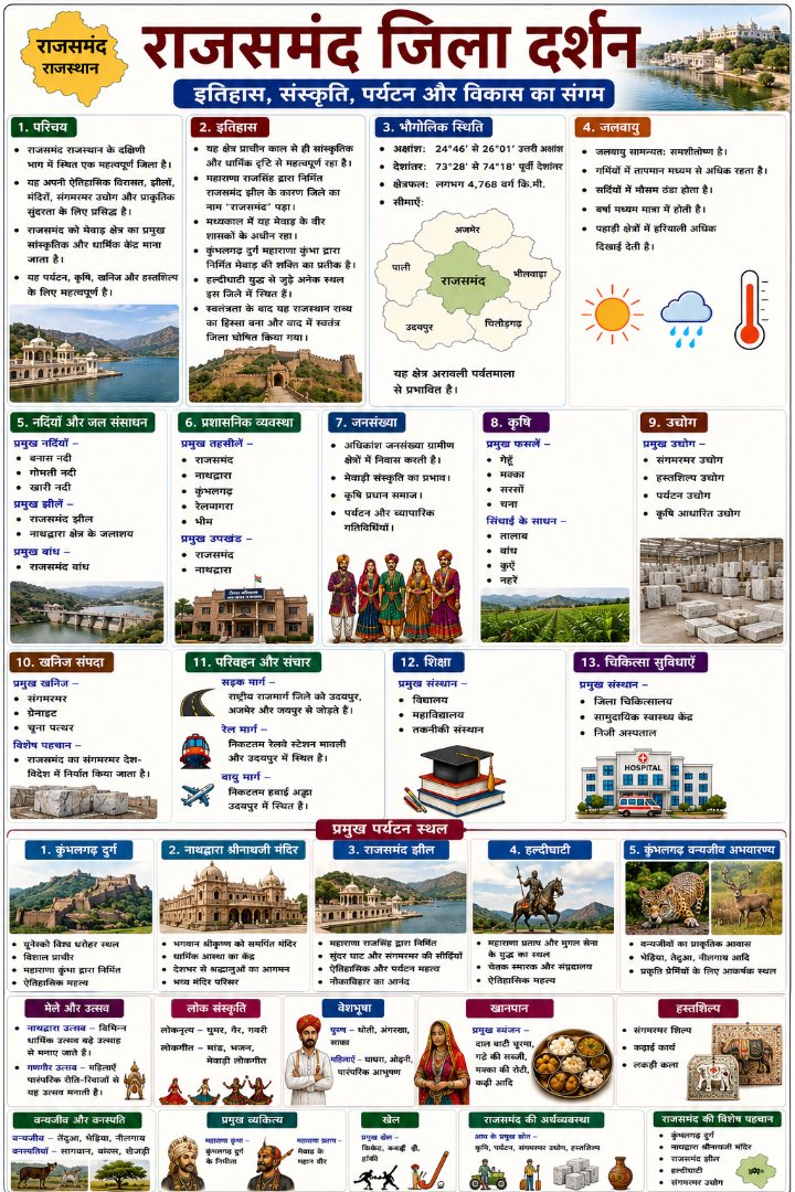 राजसमंद जिला दर्शन - Rajasthan GK and Computer Notes for Patwari & LDC Exam - NotesMind