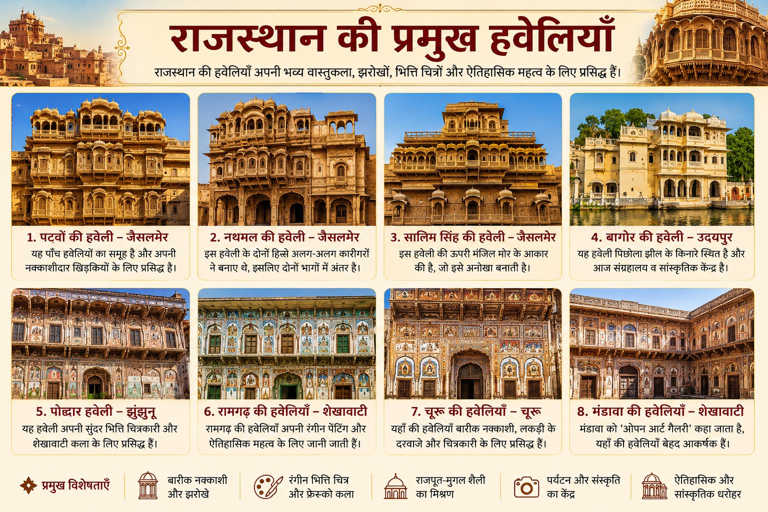 राजस्थान की प्रमुख हवेलियाँ - NotesMind