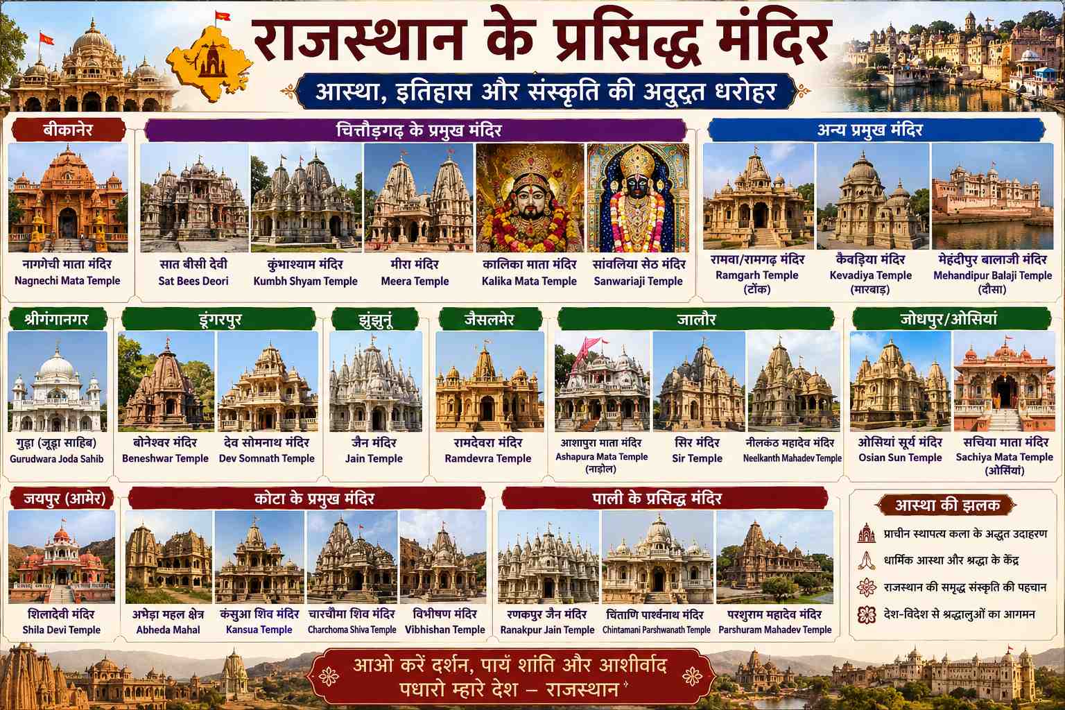 राजस्थान के प्रमुख मंदिर | इतिहास, महत्व और दर्शन गाइड - NotesMind