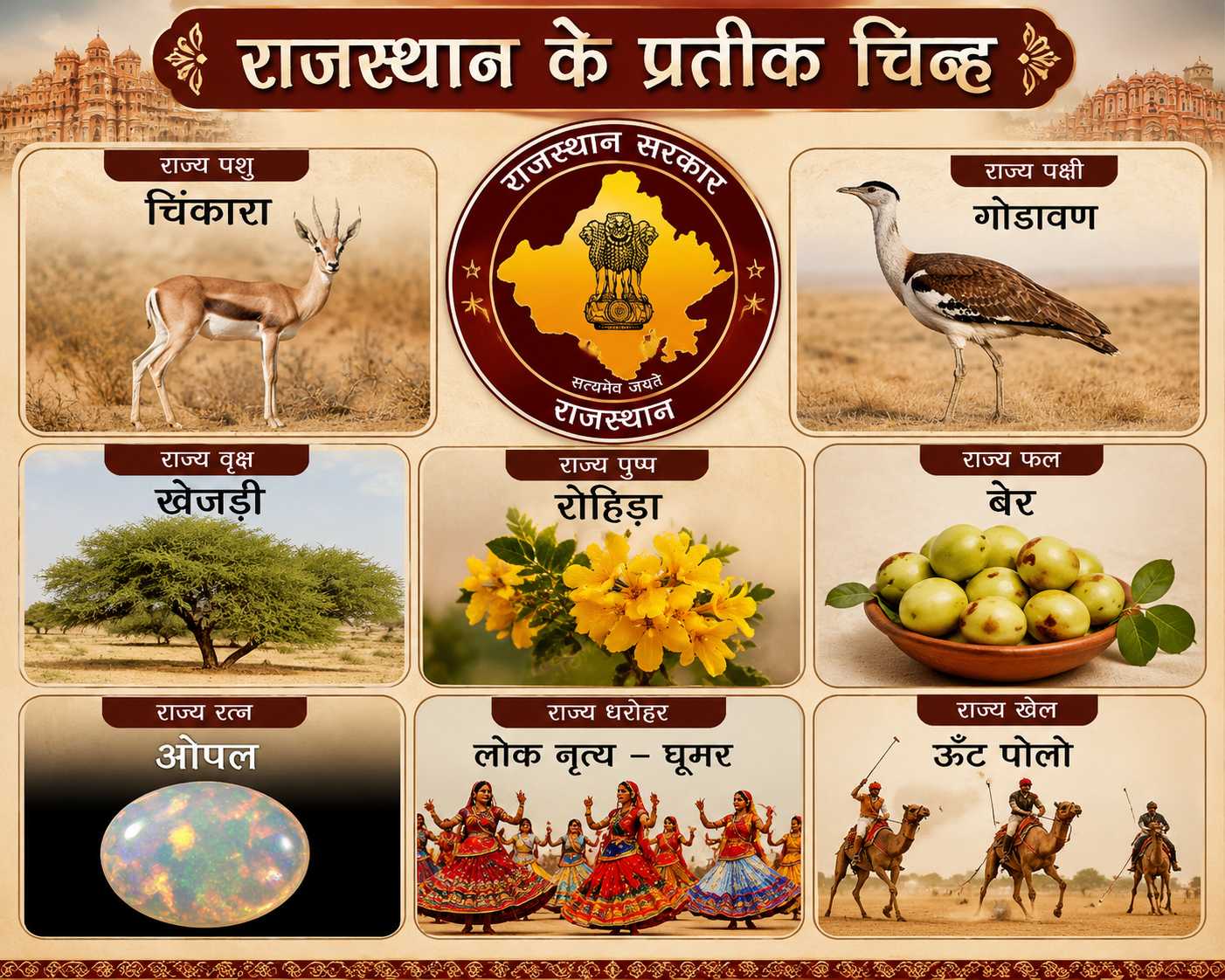 राजस्थान के प्रतीक चिन्ह - Rajasthan GK and Computer Notes for Patwari & LDC Exam - NotesMind