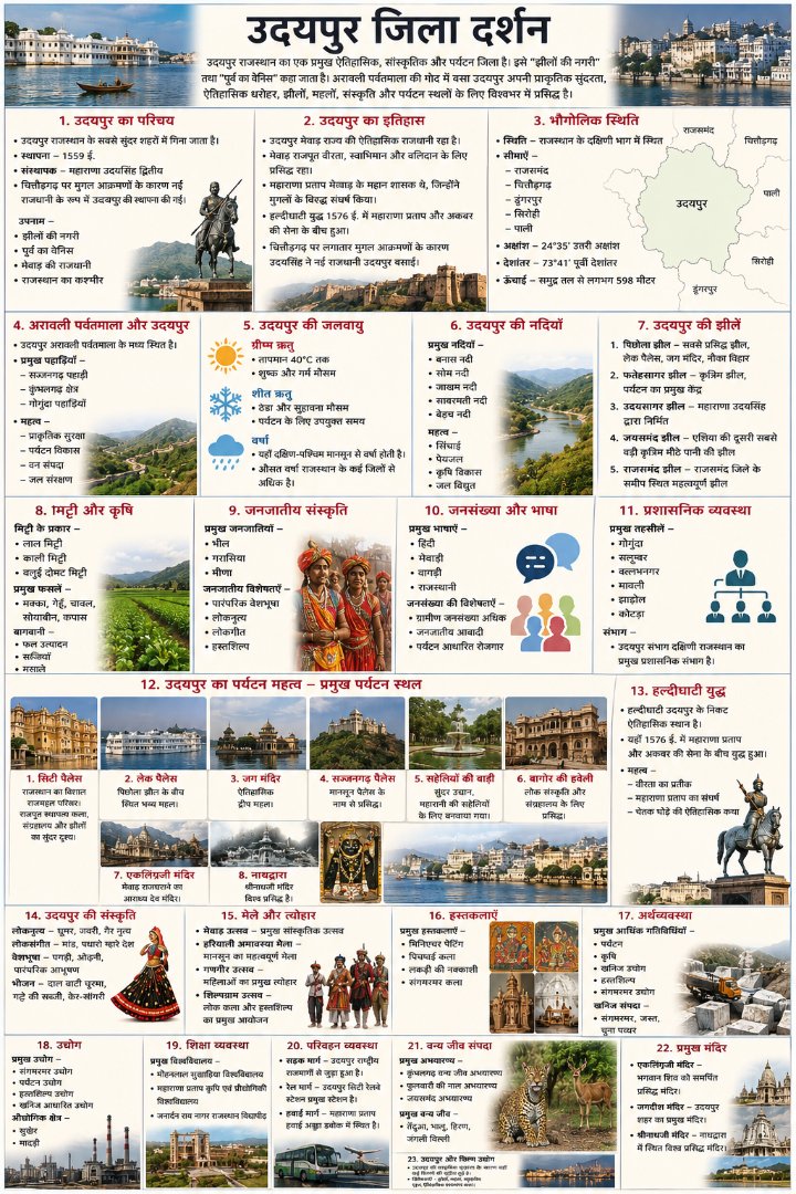 उदयपुर जिला दर्शन - Rajasthan GK and Computer Notes for Patwari & LDC Exam - NotesMind
